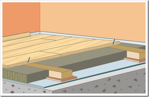 Укладка массивной доски на бетонное перекрытие
